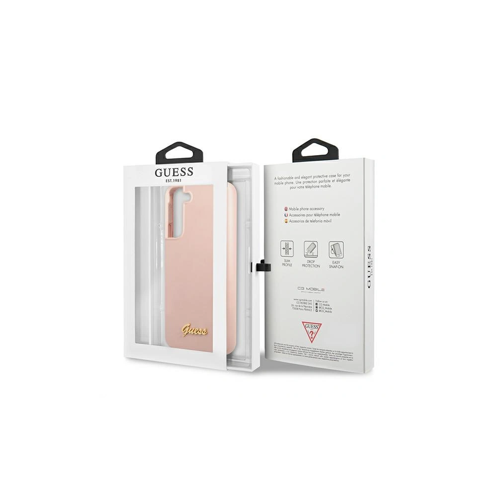homescreen.pl - Etui Guess GUHCS22MLSLMGPP Samsung Galaxy S22+ Plus różowy/pink hardcase Silicone Script Metal Logo