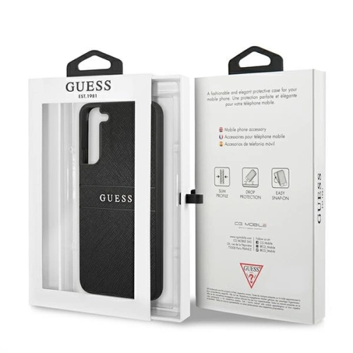 Buy Guess GUHCS22MPSASBBK Samsung Galaxy S22+ Plus black Saffiano Stripe - GUE1594BLK - {ean13} - Home Screen Store Europe