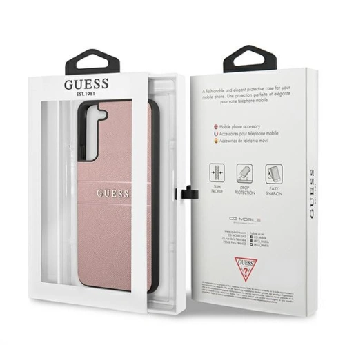 Buy Guess GUHCS22MPSASBPI Samsung Galaxy S22+ Plus pink Saffiano Stripe - GUE1595PNK - {ean13} - Home Screen Store Europe