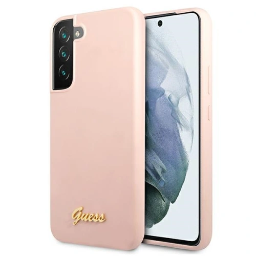 Kup Case Guess GUHCS22SLSLMGPP Samsung Galaxy S22 rosa/pink Hardcase Silikon Script Metall-Logo - GUE1601PNK - {ean13} - Sklep Home Screen