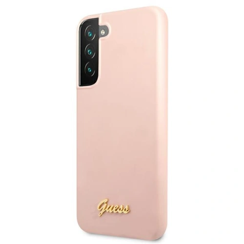 Kup Case Guess GUHCS22SLSLMGPP Samsung Galaxy S22 rosa/pink Hardcase Silikon Script Metall-Logo - GUE1601PNK - {ean13} - Sklep Home Screen