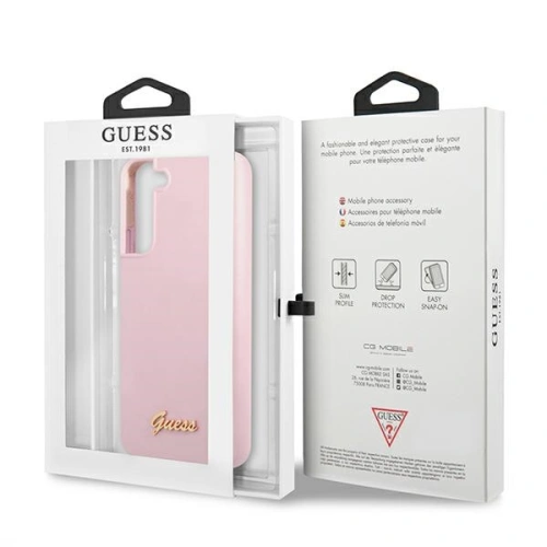 Kup Etui Guess GUHCS22SLSLMGLA Samsung Galaxy S22 lavandă/hardcase din silicon cu script logo metalic - GUE1600LAV - {ean13} - Sklep Home Screen