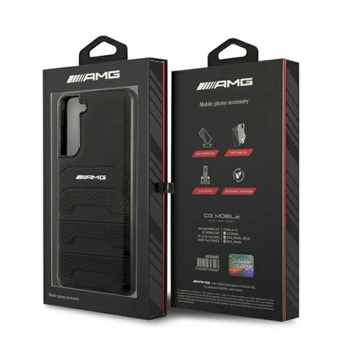 Kup Etui Mercedes AMG AMHCS21FESGSEBK Samsung Galaxy S21 FE negru/black hardcase din piele cu linii debosate - MRS036BLK - {ean13} - Sklep Home Screen