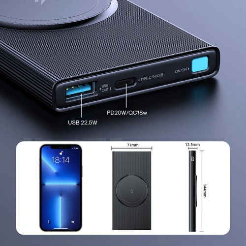 Kup Induktiv geladenes Powerbank Joyroom JR-W010 Magnetisches MagSafe Power Bank 10000mah Schwarz - JYR079BLK - {ean13} - Sklep Home Screen