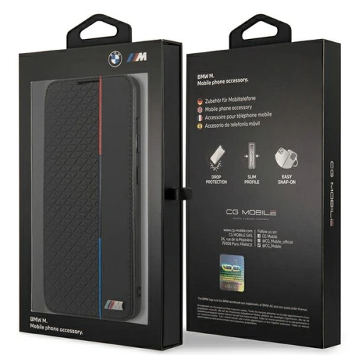 Kup Etui BMW BMBKS21FETRTBK Samsung Galaxy S21 FE fekete/black könyvtok M Collection Triangles - BMW282BLK - {ean13} - Sklep Home Screen