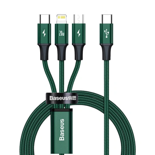 Kup USB-C 3-in-1 Kabel Baseus Rapid Series, micro USB / Lightning / USB-C, 20W, 1.5m (grün) - BSU3094GRN - {ean13} - Sklep Home Screen