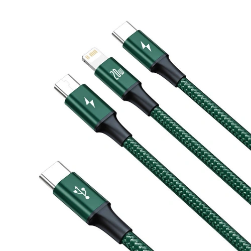 Kup USB-C 3-in-1 Kabel Baseus Rapid Series, micro USB / Lightning / USB-C, 20W, 1.5m (grün) - BSU3094GRN - {ean13} - Sklep Home Screen