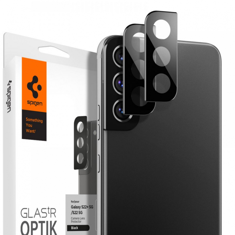 homescreen.pl - Szkło hartowane na aparat Spigen Optik Camera Lens Samsung Galaxy S22/S22+ Plus Black [2 PACK]