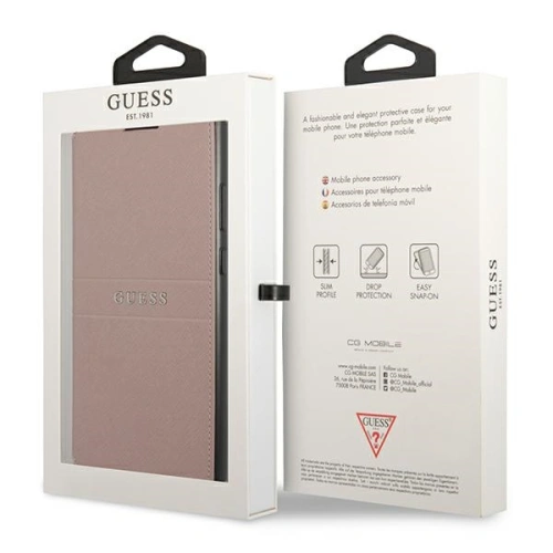 Kup Case Guess GUBKS22LPSASBPI Samsung Galaxy S22 Ultra rosa/pink Buch Saffiano Streifen - GUE1604PNK - {ean13} - Sklep Home Screen