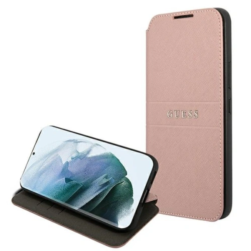 Buy Guess GUBKS22MPSASBPI Samsung Galaxy S22+ Plus pink book Saffiano Stripes - GUE1605PNK - {ean13} - Home Screen Store Europe