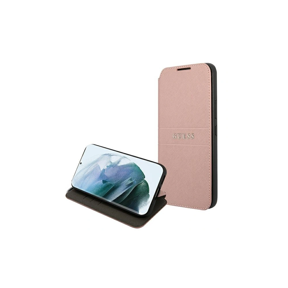 homescreen.pl - Etui Guess GUBKS22MPSASBPI Samsung Galaxy S22+ Plus różowy/pink book Saffiano Stripes