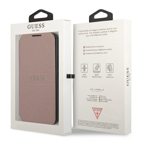 Kup Case Guess GUBKS22MPSASBPI Samsung Galaxy S22+ Plus rosa/pink Buch Saffiano Streifen - GUE1605PNK - {ean13} - Sklep Home Screen