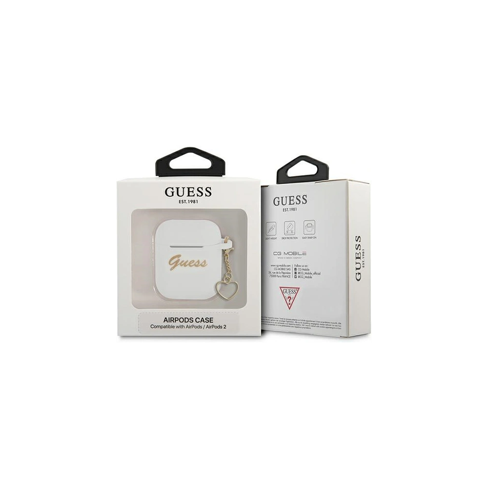 Etui Guess GUA2LSCHSH Apple AirPods biały/white Silicone Charm Heart Collection