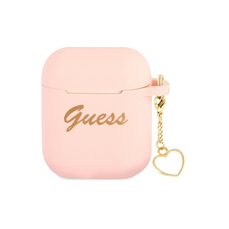 Etui Guess GUA2LSCHSP Apple AirPods różowy/pink Silicone Charm Heart Collection
