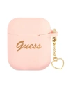 Etui Guess GUA2LSCHSP Apple AirPods różowy/pink Silicone Charm Heart Collection