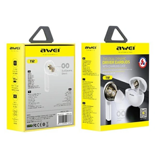 Buy AWEI earphones Bluetooth T12 TWS white - AWEI093WHT - {ean13} - Home Screen Store Europe