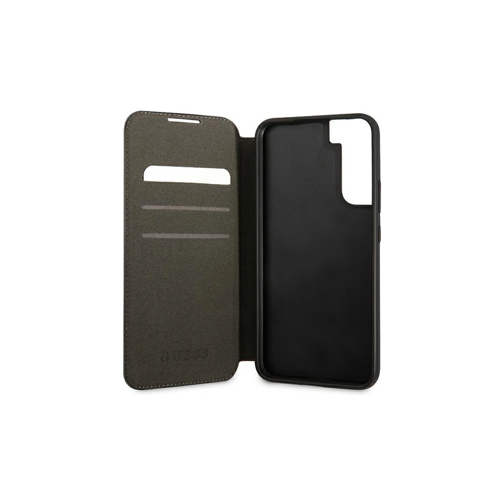 homescreen.pl - Etui Guess GUBKS22MG4GFGR Samsung Galaxy S22+ Plus szary/grey book 4G Metal Gold Logo