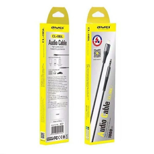 Buy AWEI Adapter CL-116L Lightning/Jack 3.5 black - AWEI097BLK - {ean13} - Home Screen Store Europe