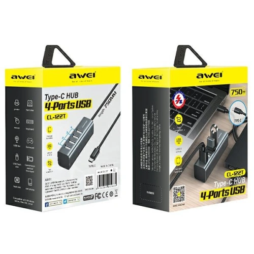 Kup HUB AWEI CL-122T 4xUSB-A/USB-C černý/black - AWEI100BLK - {ean13} - Sklep Home Screen