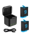 Háromcsatornás töltődoboz Telesin GoPro Hero 9 / Hero 10-hez + 2 akkumulátor (GP-BNC-901)