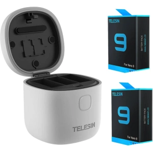 Buy Telesin 3-slot waterproof charger Allin box for GoPro Hero 9 / Hero 10 + 2 batteries (GP-BTR-905-GY) - TLS035 - {ean13} - Home Screen Store Europe