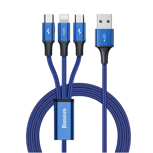Kup Kabel USB 3w1 Baseus Rapid Series, micro USB / Lightning / USB-C, 20W, 1.2m (modrý) - BSU3098BLU - {ean13} - Sklep Home Screen