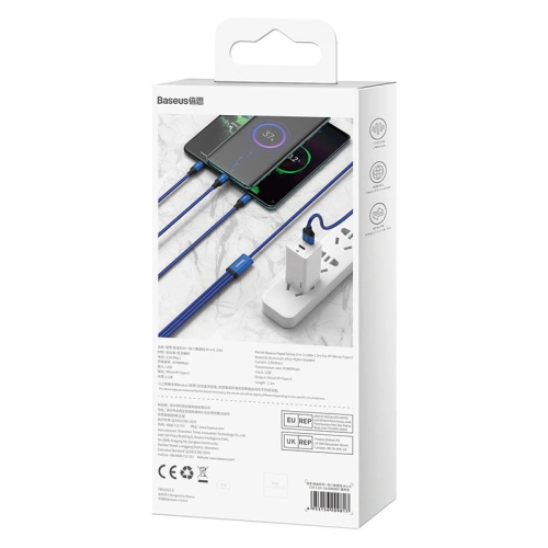 Kup Kabel USB 3w1 Baseus Rapid Series, micro USB / Lightning / USB-C, 20W, 1.2m (modrý) - BSU3098BLU - {ean13} - Sklep Home Screen