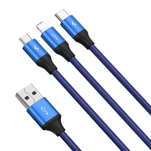 Kup Kabel USB 3w1 Baseus Rapid Series, micro USB / Lightning / USB-C, 20W, 1.2m (modrý) - BSU3098BLU - {ean13} - Sklep Home Screen