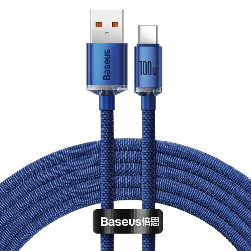 Kup Kabel Baseus Crystal USB-A/USB-C 100W, 1.2m (blau) - BSU3100BLU - {ean13} - Sklep Home Screen
