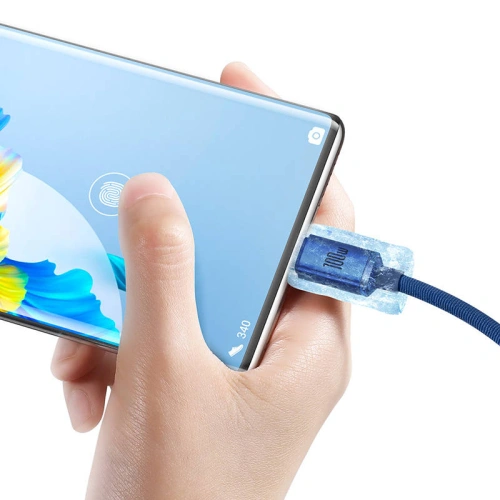 Kup Kabel Baseus Crystal USB-A/USB-C 100W, 1.2m (modrý) - BSU3100BLU - {ean13} - Sklep Home Screen