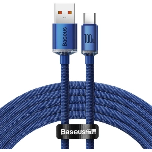 Baseus Crystal cable USB to USB-C, 100W, 2m (blue)