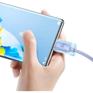 Kabel USB do USB-C Baseus Crystal, 100W, 2m (fioletowy)