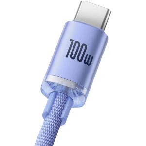 Kabel USB do USB-C Baseus Crystal, 100W, 2m (fioletowy)