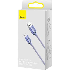 Kabel USB do USB-C Baseus Crystal, 100W, 2m (fioletowy)
