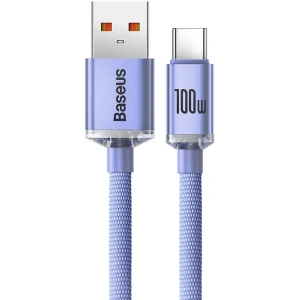 Kabel USB do USB-C Baseus Crystal, 100W, 2m (fioletowy)
