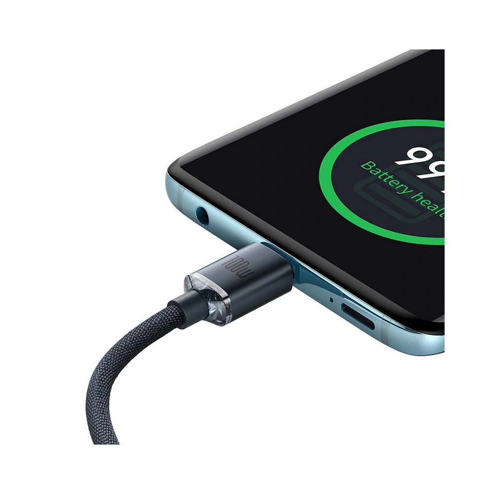 Kabel USB-C do USB-C Baseus Crystal, 100W, 1.2m (czarny)