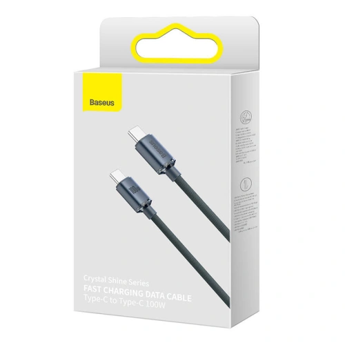 Kup Kabel USB-C do USB-C Baseus Crystal, 100W, 1.2m (černý) - BSU3105BLK - {ean13} - Sklep Home Screen