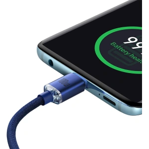 Cablul USB-C la USB-C Baseus Crystal, 100W, 1.2m (albastru)