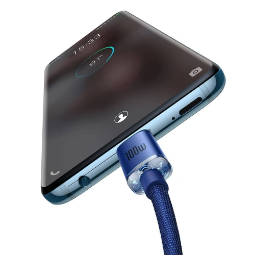 Kup Cablul USB-C la USB-C Baseus Crystal, 100W, 1.2m (albastru) - BSU3106BLU - {ean13} - Sklep Home Screen