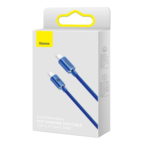 Kup Cablul USB-C la USB-C Baseus Crystal, 100W, 1.2m (albastru) - BSU3106BLU - {ean13} - Sklep Home Screen