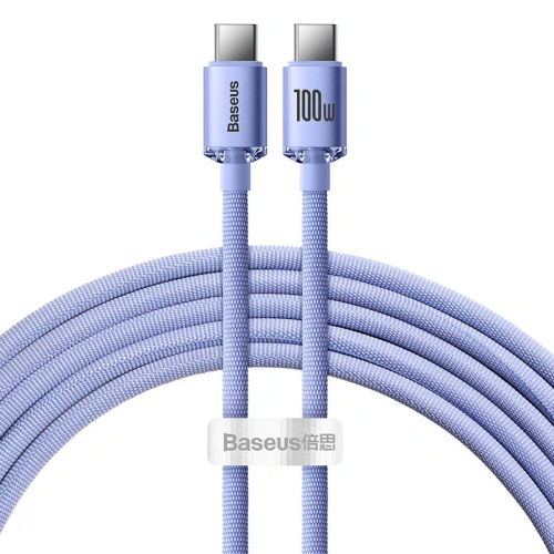 Kup Kabel USB-C do USB-C Baseus Crystal, 100W, 1.2m (fialový) - BSU3107PRP - {ean13} - Sklep Home Screen
