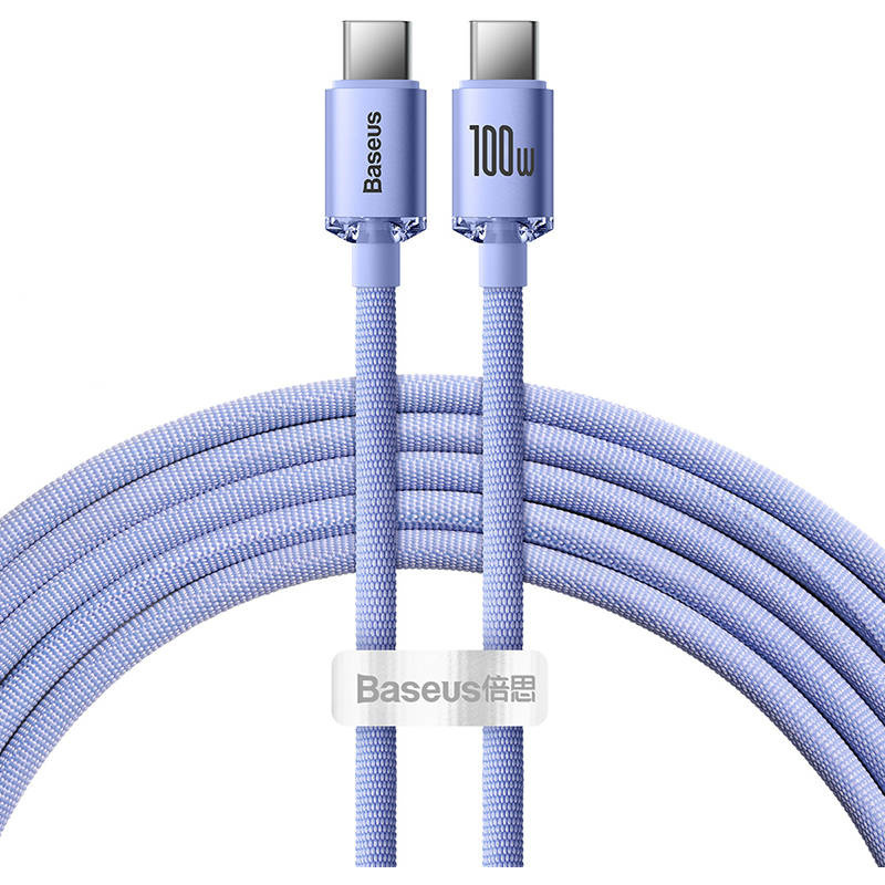 Kabel USB-C do USB-C Baseus Crystal,100W, 1.2m (fioletowy)