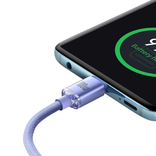 Kup Kabel USB-C do USB-C Baseus Crystal, 100W, 1.2m (fialový) - BSU3107PRP - {ean13} - Sklep Home Screen