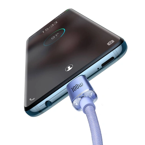 Kup Kabel USB-C do USB-C Baseus Crystal, 100W, 1.2m (fialový) - BSU3107PRP - {ean13} - Sklep Home Screen