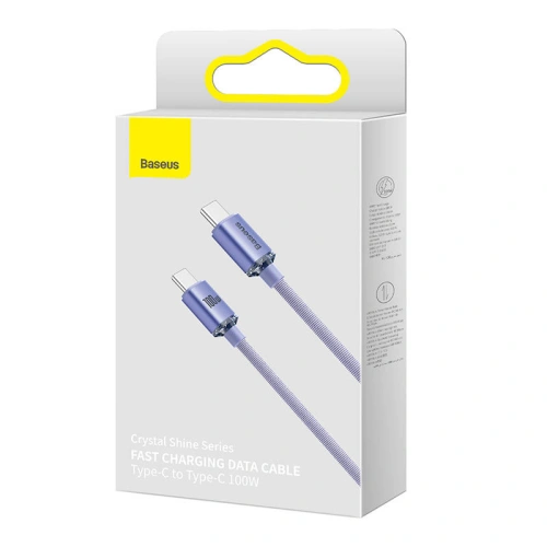 Kup Kabel USB-C do USB-C Baseus Crystal, 100W, 1.2m (fialový) - BSU3107PRP - {ean13} - Sklep Home Screen