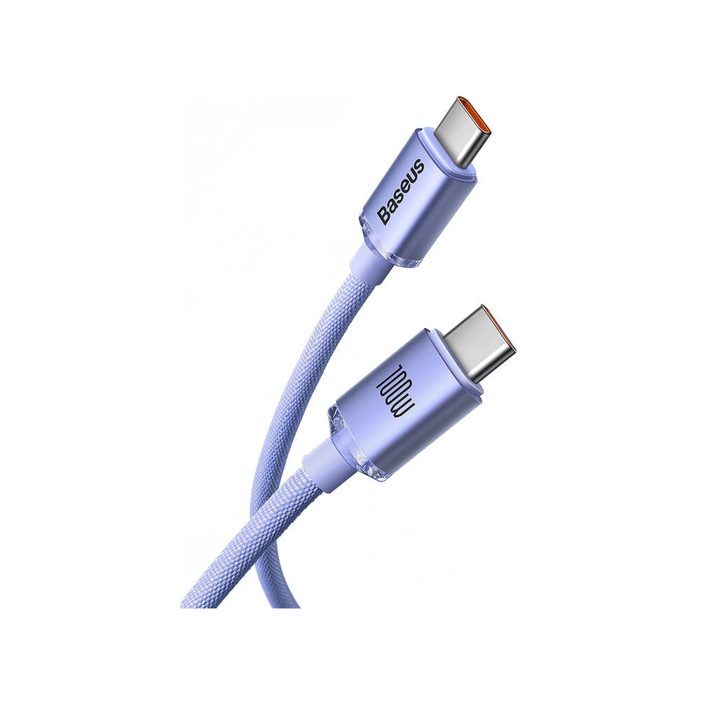 Kabel USB-C do USB-C Baseus Crystal,100W, 1.2m (fioletowy)