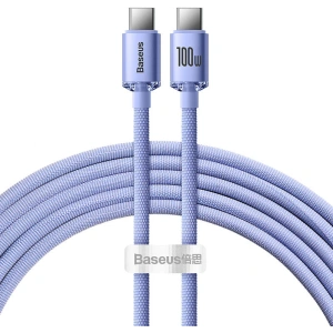 Cablul USB-C la USB-C Baseus Crystal, 100W, 2m (violet)