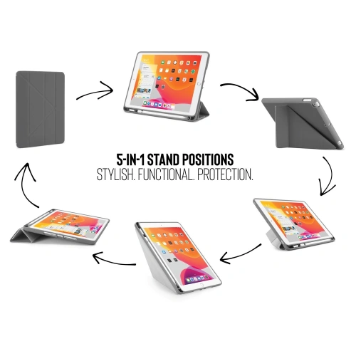Kup Etui Pipetto Origami No3 Pencil Case Apple iPad 10.2 2019/2020/2021 (7., 8. i 9 generacji) (ciemnoszary) - PIP001GRY - {ean13} - Sklep Home Screen