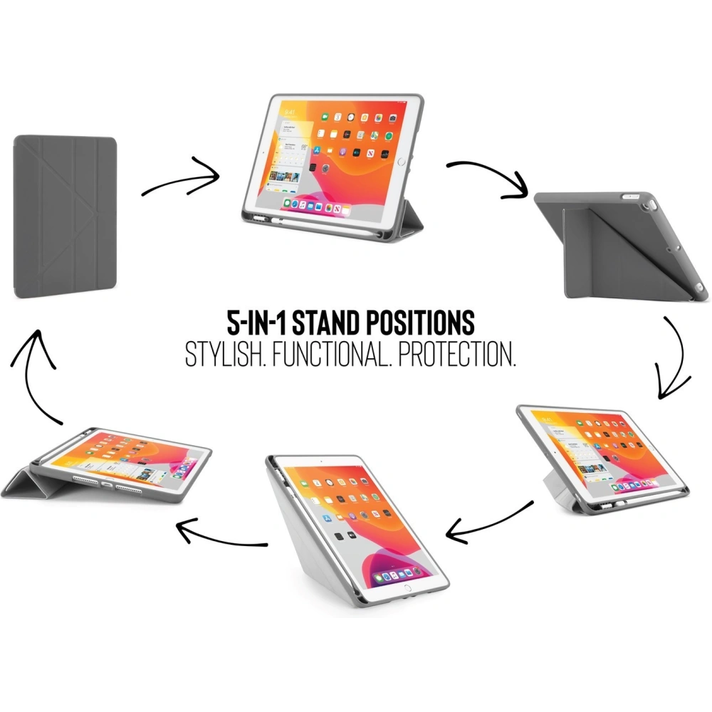 Etui Pipetto Origami No3 Pencil Case Apple iPad 10.2 2019/2020/2021 (7., 8. i 9 generacji) (ciemnoszary)