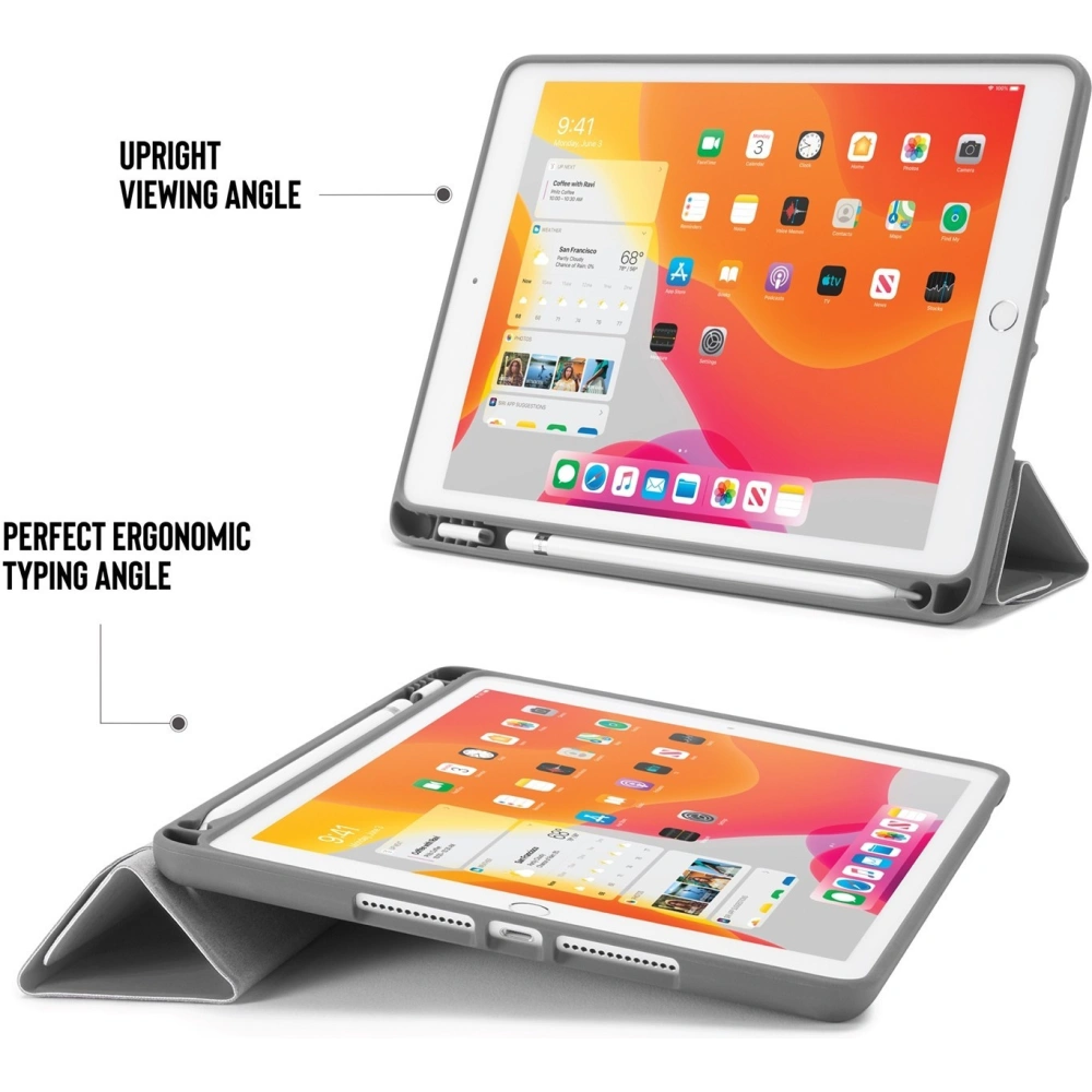 Etui Pipetto Origami No3 Pencil Case Apple iPad 10.2 2019/2020/2021 (7., 8. i 9 generacji) (ciemnoszary)